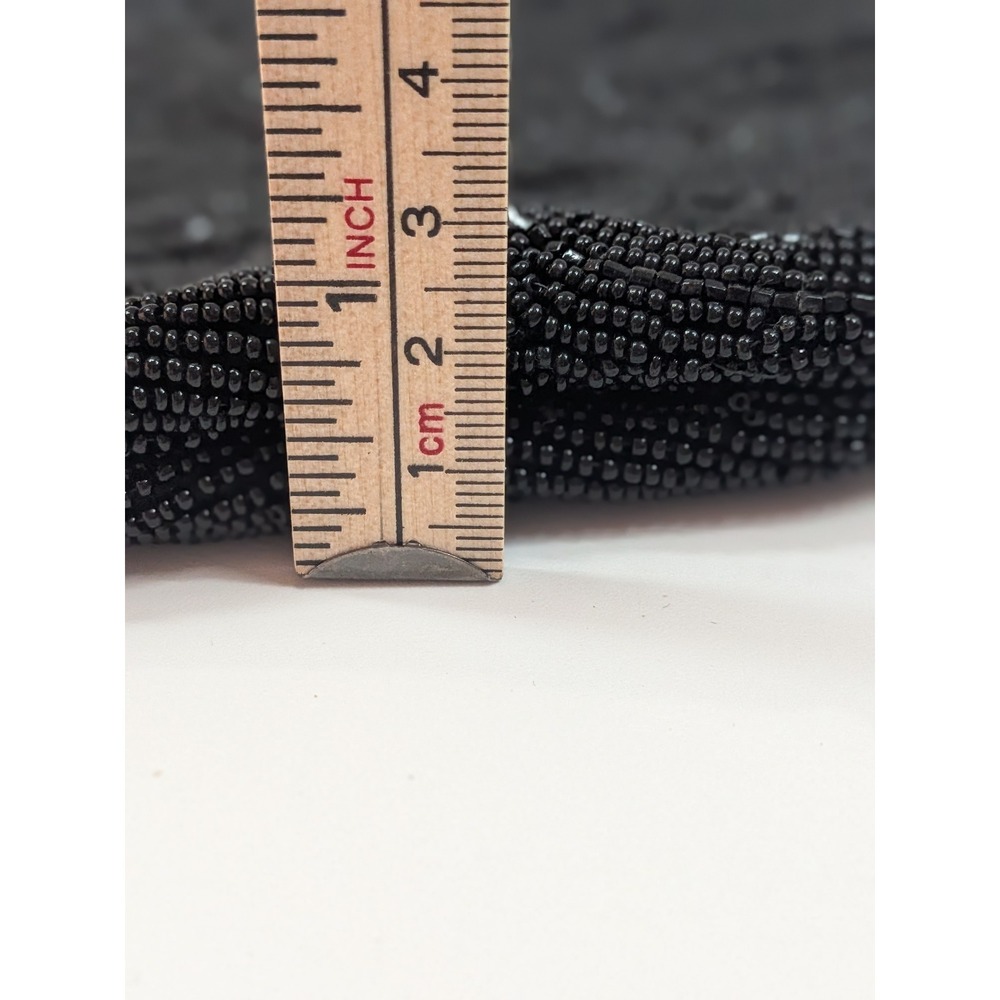 Vtg Richere Black Beaded Evening Purse Hand Made in Japan Rhinestone Clasp - Picture 16 of 17